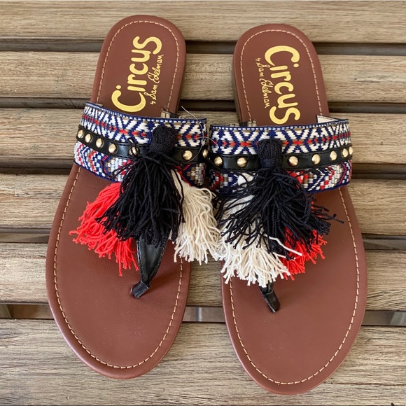 Sam Edelman Brice Fringe Tassel Thong Flat Sandals - Picture 2 of 5